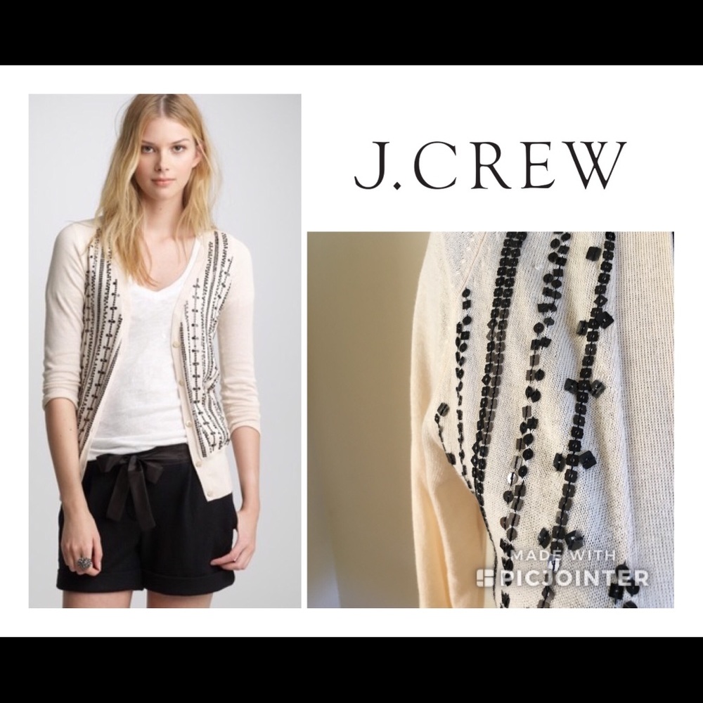 J Crew Sequin Detail Sweater Jacket